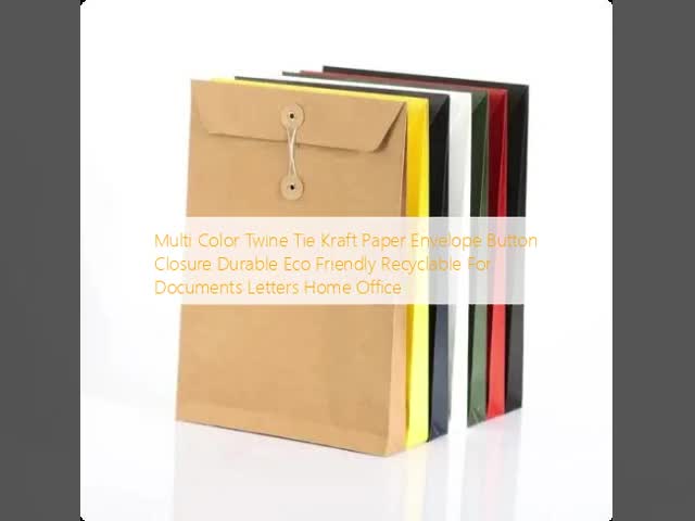 Multi Color Twine Tie Kraft Paper Envelope Button Closure Durable Eco Friendly Recyclable For Documents Letters Home Office