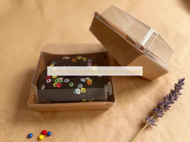 135 X 70 X 35mm Kraft Paper Box Film Coated Paper Salad Box Food Safe