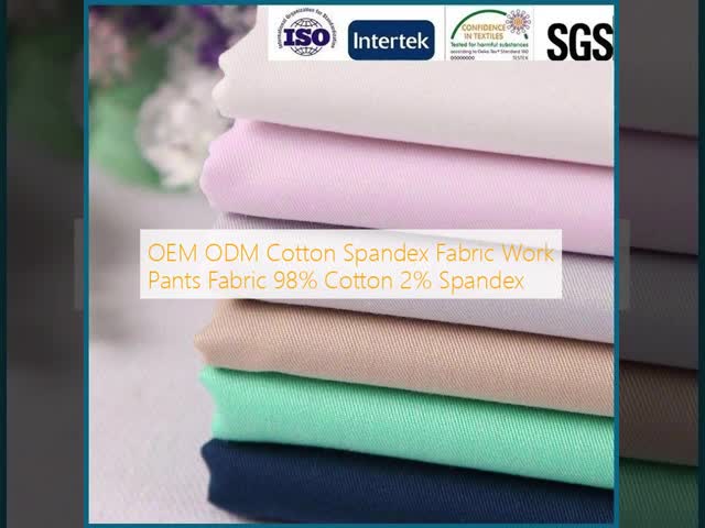OEM ODM Cotton Spandex Fabric Work Pants Fabric 98% Cotton 2% Spandex