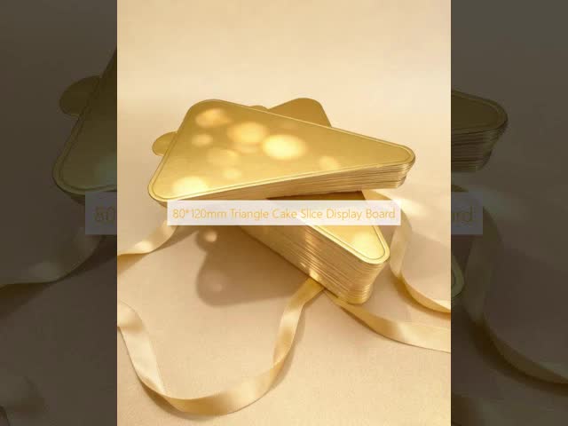 80 X 120mm Triangle Cake Slice Board 350gsm White Cardboard Gold