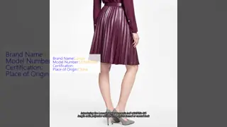 Pleated Women Half Skirt Satin Polyester 3/4 Length