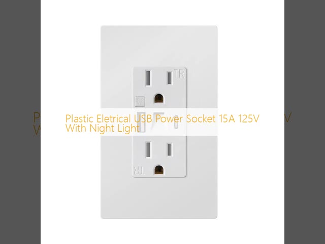Plastic Eletrical USB Power Socket 15A 125V With Night Light