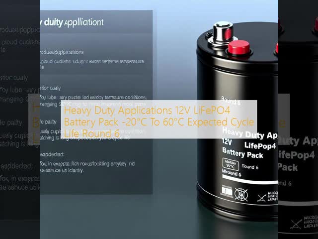 Heavy Duty Applications 12V LiFePO4 Battery Pack -20°C To 60°C Expected Cycle Life Round 6