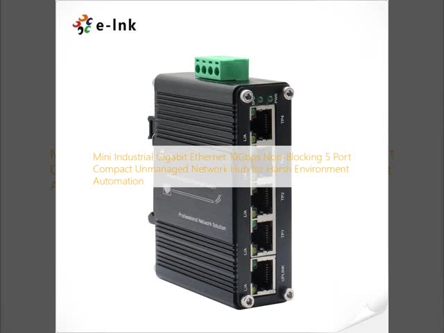 Mini Industrial Gigabit Ethernet 10Gbps Non-Blocking 5 Port Compact Unmanaged Network Hub for Harsh Environment Automation