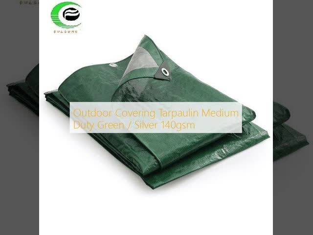 Outdoor Covering Tarpaulin Medium Duty Green / Silver 140gsm