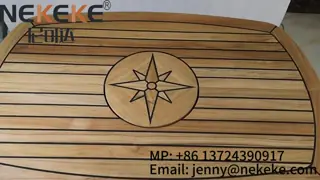 Handcrafted Marine Teak Tabletop With Star Inlay And Raised Edge