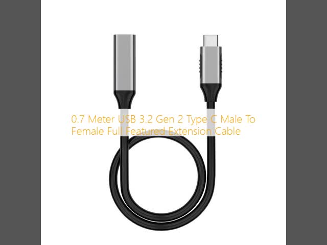 0.7 Meter USB 3.2 Gen 2 Type C Male To Female Full Featured Extension Cable
