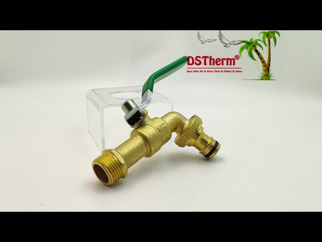 Gold Plated Heavy Duty Classic Green Iron Handle Bibcocks Water Spout Faucet Water Tap Spigot 1/2
