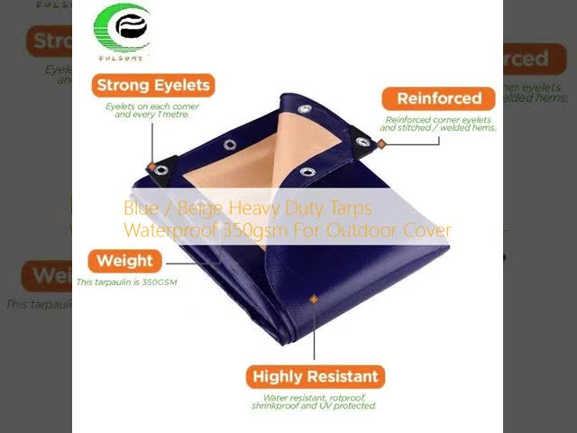 Blue / Beige Heavy Duty Tarps Waterproof 350gsm For Outdoor Cover