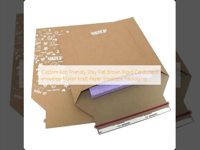 Custom Eco Friendly Stay Flat Brown Rigid Cardboard Envelope Mailer Kraft Paper Envelope Packaging