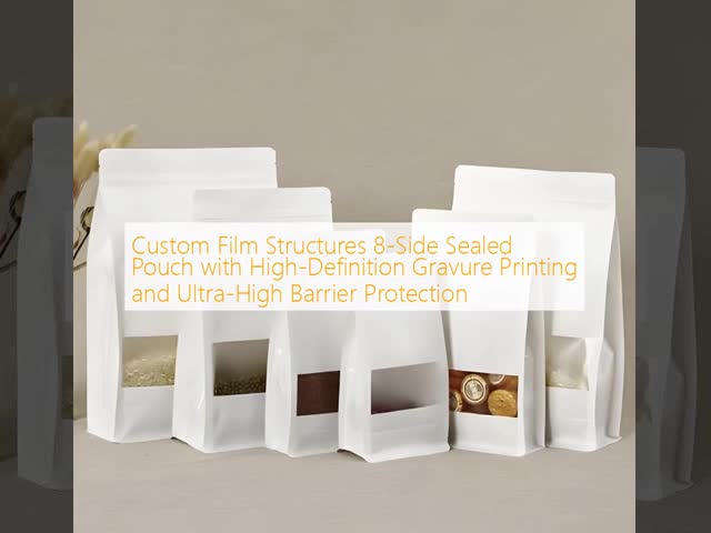 Custom Film Structures 8 Side Seal Pouch 50-200 Microns Seal Packaging Pouch