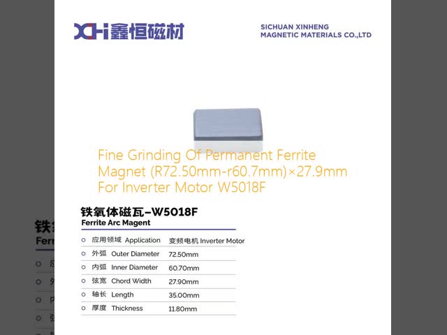 Fine Grinding Of Permanent Ferrite Magnet (R72.50mm-r60.7mm)×27.9mm For Inverter Motor W5018F