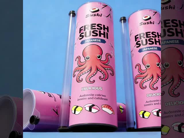 Customized Printed Biodegradable Sushi Push Pop Paper Tube Packaging Food Grade Push up Paper Canister Can