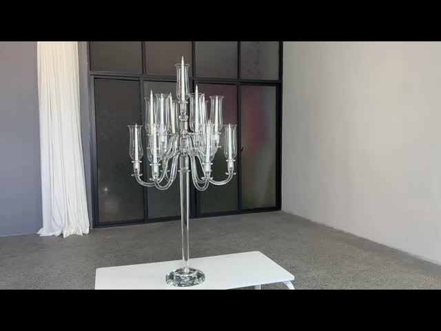 New Luxury 13 Arms Clear Crystal Tall Candelabra for Table&Wedding Decoration