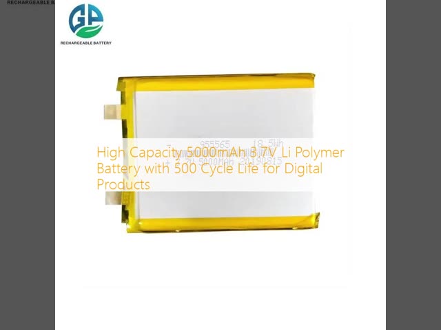 High Capacity 5000mAh 3.7V Li Polymer Battery with 500 Cycle Life for Digital Products