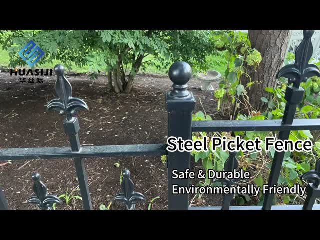 Steel Picket Spear Top Fence Panels Anti Theft 1.5-1.8m Easily Assembled