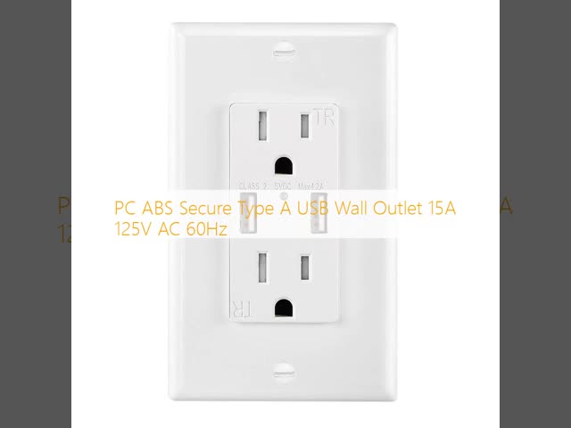 PC ABS Secure Type A USB Wall Outlet 15A 125V AC 60Hz