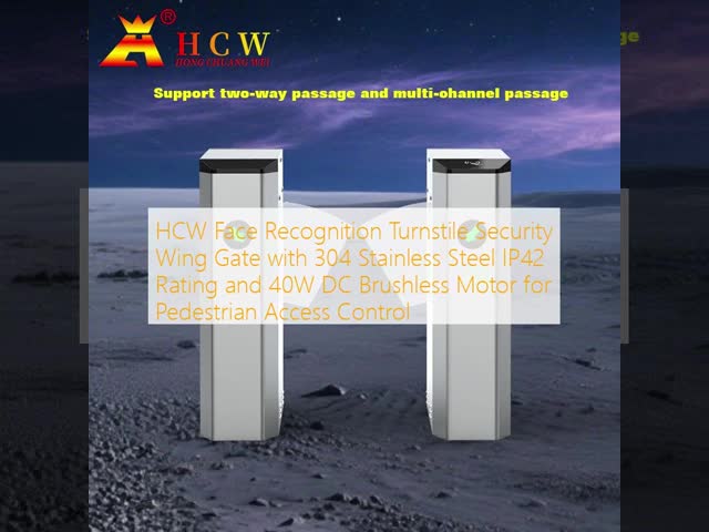 HCW Face Recognition Turnstile Security Wing Gate with 304 Stainless Steel Face Recognition Turnstile wing gate