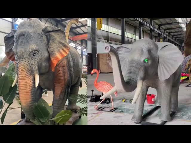 Amusement Park Life Size Realistic Animatronic Elephant Simulated Animal Model