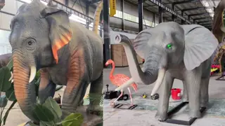 Amusement Park Life Size Realistic Animatronic Elephant Simulated Animal Model