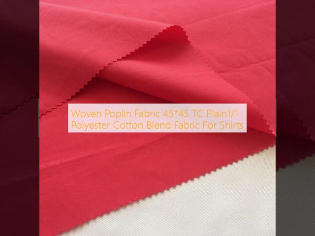 Woven Poplin Fabric 45*45 TC Plain1/1 Polyester Cotton Blend Fabric For Shirts