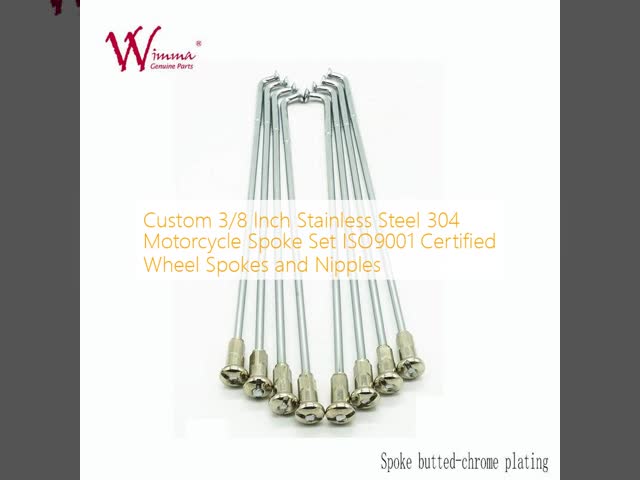 Custom 3/8 Inch Stainless Steel 304 Motorcycle Spoke Set ISO9001 Certified Wheel Spokes and Nipples