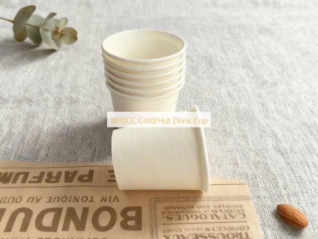 50pcs/Pkg 12pkg/Ctn 1000CC Cold Hot Drink Cup Heat Resistance White