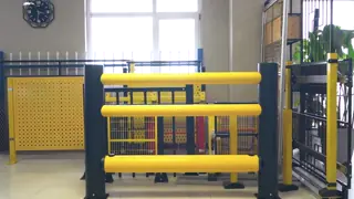 Yellow and Black Color Robot Safety Fence Square Hole Sliding Door