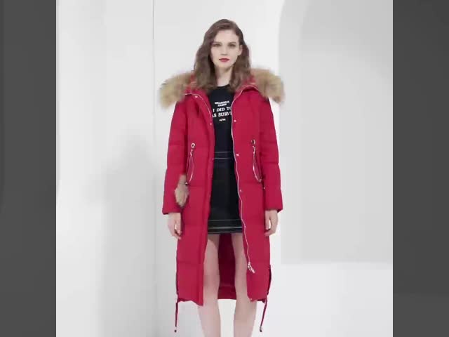 Polyester Elegant Long Down Jacket Size 42 Long Winter Jackets For Women Comfort
