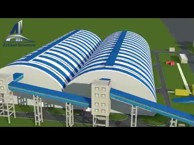 Long Span Steel Space Frame Structure for Large Power Plant Storage Sheds