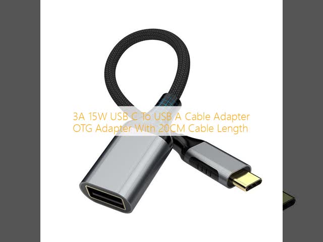 3A 15W USB C To USB A Cable Adapter OTG Adapter With 20CM Cable Length