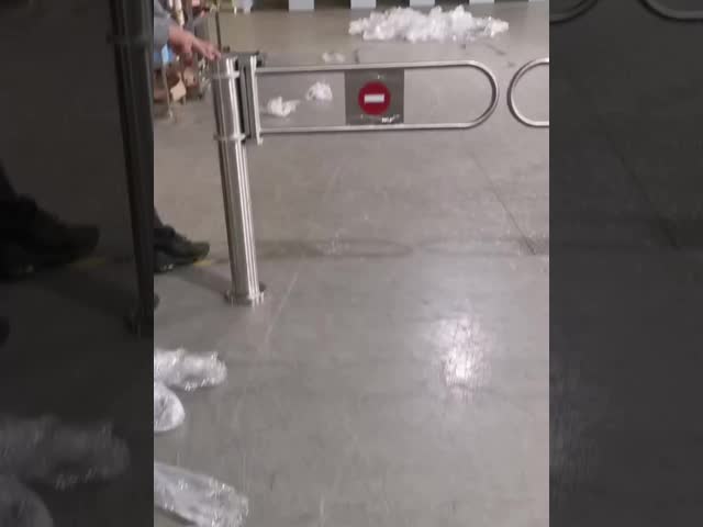 Brushed Stainless Steel One-Way Manual Swing Barrier Gate with IP68 Protection for Secure Access Control