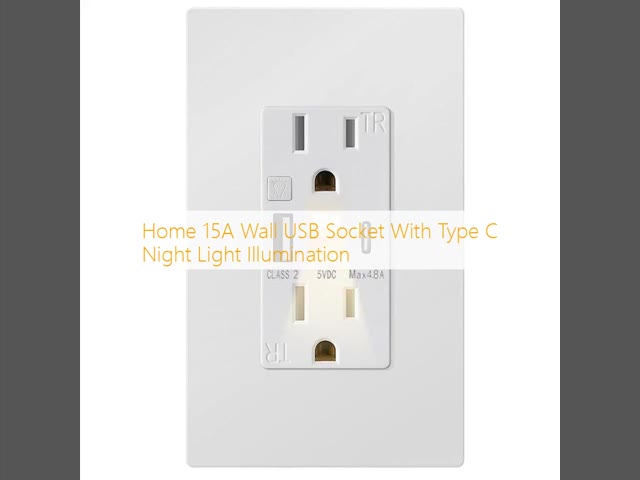 Home 15A Wall USB Socket With Type C Night Light Illumination