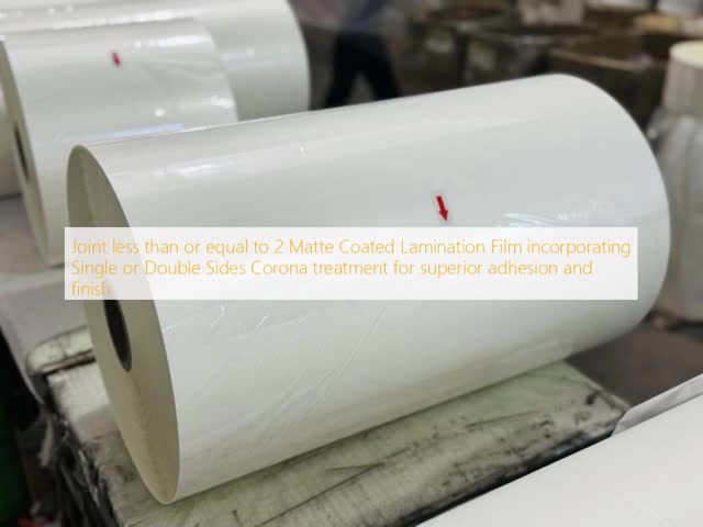 Matte Lamination Film with Joint ≤2 and Single or Double Sides Corona Treatment for Protective Coating and Printing Ink Compatibility