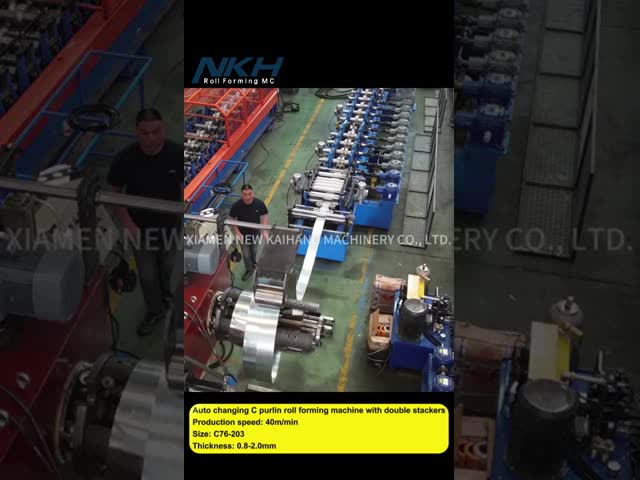 High Speed 40mpm C76-200 Purlin Roll Forming Machine with Double Stackers