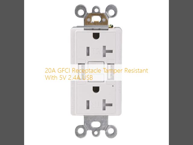 20A GFCI Receptacle Tamper Resistant With 5V 2.4A USB