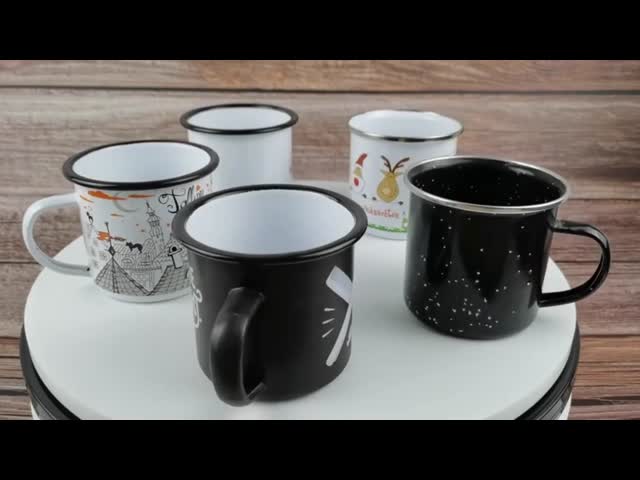 C Shape Handle Custom Camping Enamel Mug Stainless Steel Travel Custom Coffee Mugs Production 80000pieces