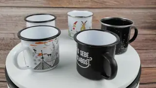 C Shape Handle Custom Camping Enamel Mug Stainless Steel Travel Custom Coffee Mugs Production 80000pieces