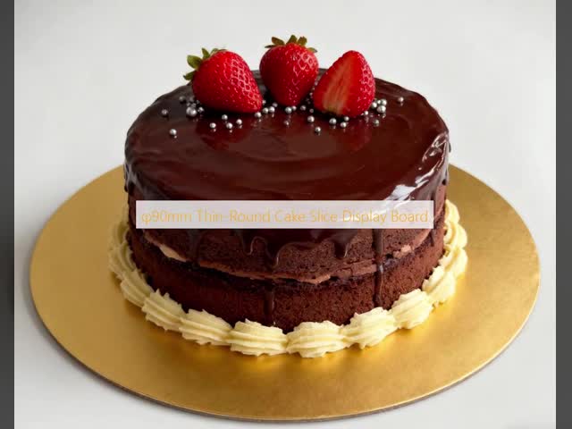 90mm Thin Round Cake Slice Board Oil Resistant Gold Color 350gsm