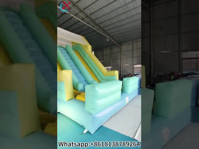 Commercial Inflatable Slide Double Slides Macaron Blue Yellow Colors For Outdoor