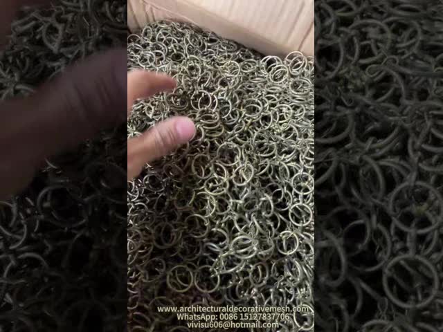 Exterior Bronze Ring Mesh Curtain Chainmail 18mm High Strenth