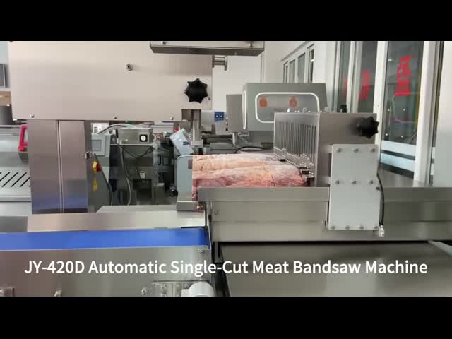 Auto Single-Cut Bandsaw Machine Cutting Frozen Meat into Beef Roll Cube Steak with 1-200mm Ajustable Cutting Thickness