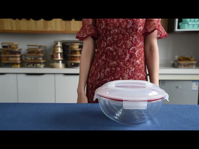 Borosilicate Glass Mixing Bowl Set Stackable with Lids and Temperature Range -40°C to 560°C for Kitchen Use