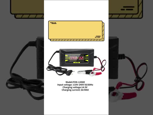 12V 10A Lead Acid Battery Charger with Three Stage Charging and 150V-250V Input for AGM GEL Batteries