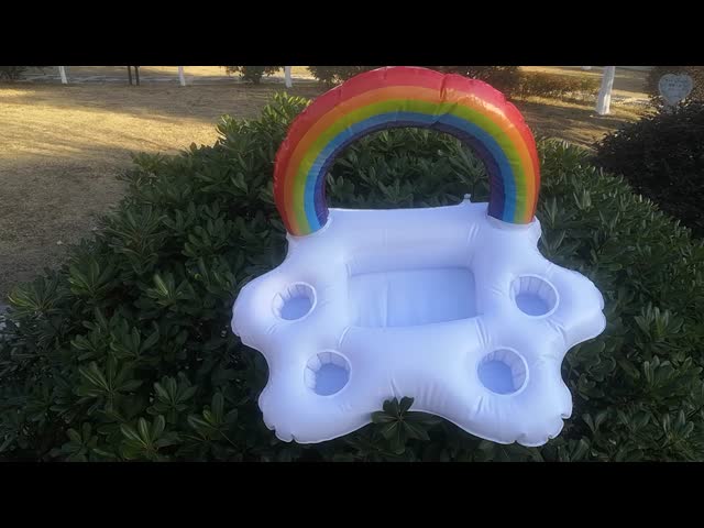 Custom Inflatable Rainbow Cloud Drink Holder: Pool Floating Cup Holder for Beach Party Beverage Storage – Summer Water Toy