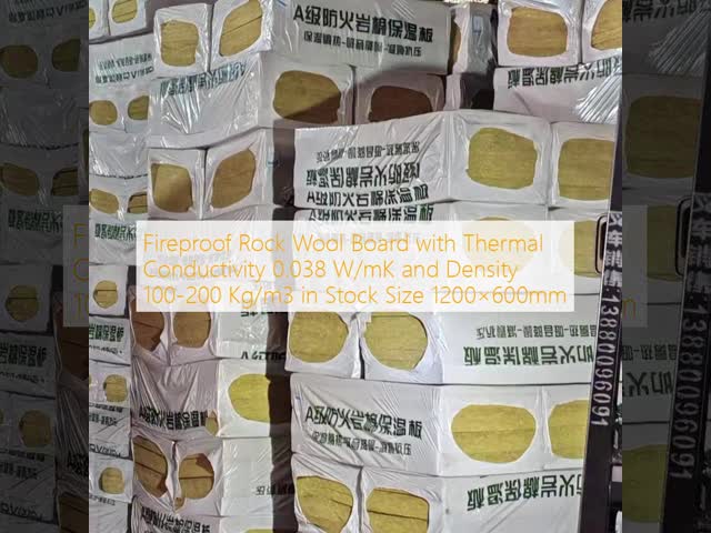 Fireproof Rock Wool Board with Thermal Conductivity 0.038 W/mK and Density 100-200 Kg/m3 in Stock Size 1200×600mm