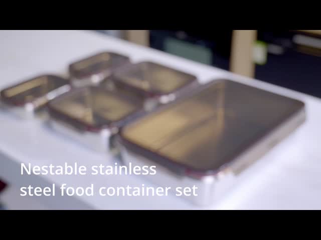 IKOO Leak Proof Stackable Lightweight Stainless Steel Food Storage Container Set for Meal Prep