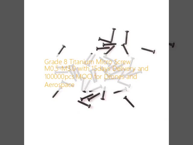 Grade 8 Titanium Micro Screw M0.5-M3.0 with 15days Delivery and 100000pcs MOQ for Drones and Aerospace