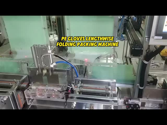 Servo Driven 1 Pair CPE Glove Folding Packing Machine 4 Side Plastic Film Pack