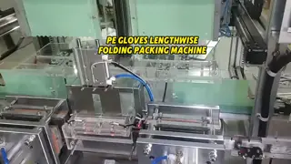 Servo Driven 1 Pair CPE Glove Folding Packing Machine 4 Side Plastic Film Pack